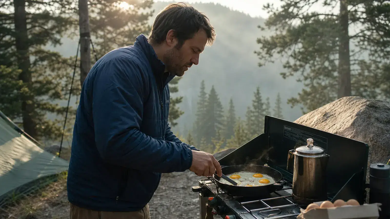 The Campsite Breakfast That Made My Whole Group Buy a Coleman Triton